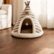 SelfWarming Plush Cat Tent Bed Cozy Winter House For Indoor Cats Small Dogs 1