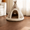 SelfWarming Plush Cat Tent Bed Cozy Winter House For Indoor Cats Small Dogs 1