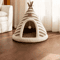SelfWarming Plush Cat Tent Bed Cozy Winter House For Indoor Cats Small Dogs 6