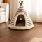 SelfWarming Plush Cat Tent Bed Cozy Winter House For Indoor Cats Small Dogs 6