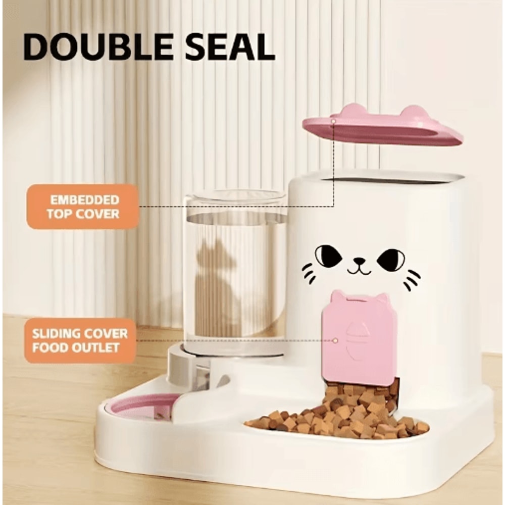 Large Capacity Automatic Pet Feeder Water Dispenser Integrated Food And Water Bowl For Cats Dogs 5