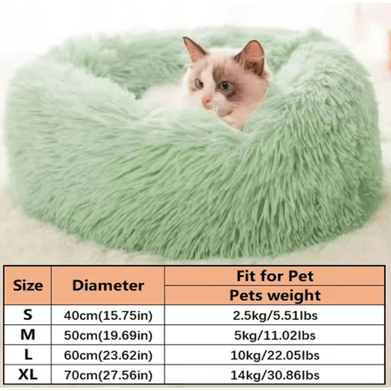 Soft Long Plush Donut Pet Bed Warm Faux Fur Sleeping Nest For Cats Small Dogs 2