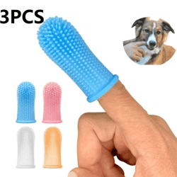 3pcs pet finger toothbrush set soft dental cleaning brush for dogs & cats