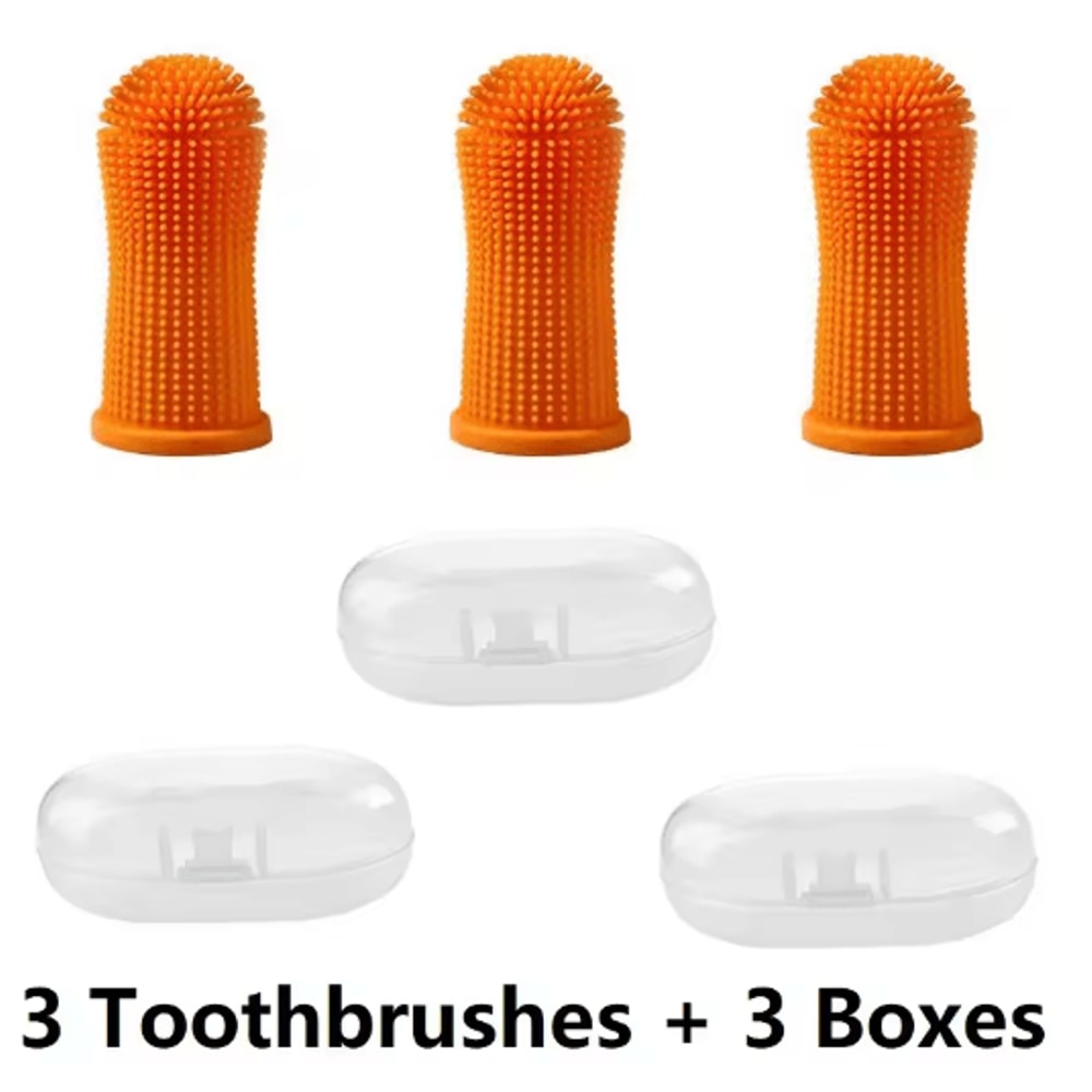 3PCS Pet Finger Toothbrush Set Soft Dental Cleaning Brush For Dogs Cats 4