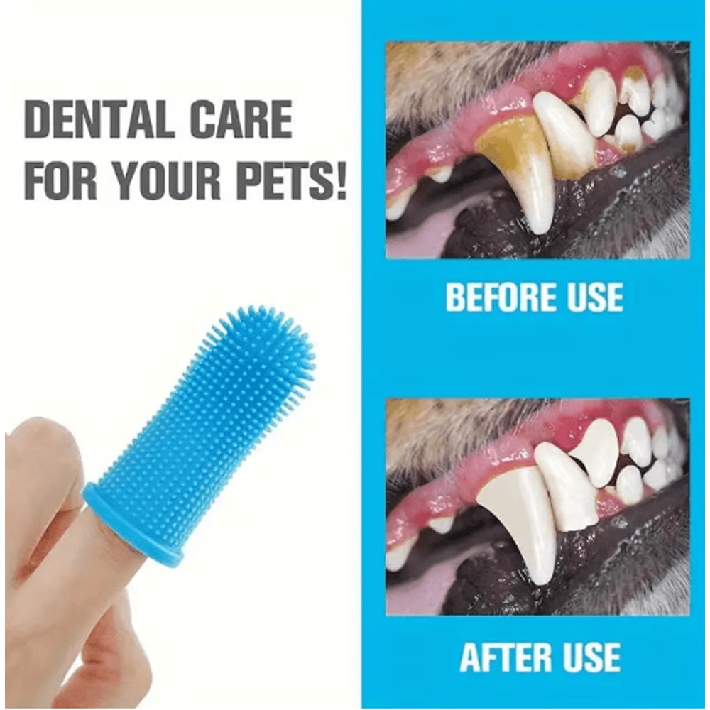 3PCS Pet Finger Toothbrush Set Soft Dental Cleaning Brush For Dogs Cats 8
