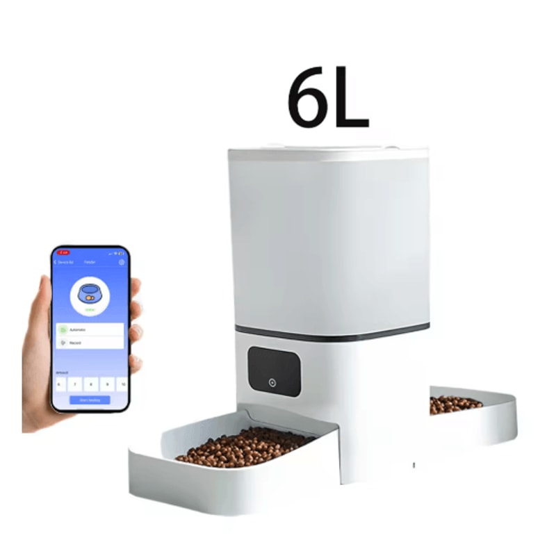 6L WiFi Automatic Pet Feeder Dual Bowl Smart Food Dispenser For Cats Dogs 1