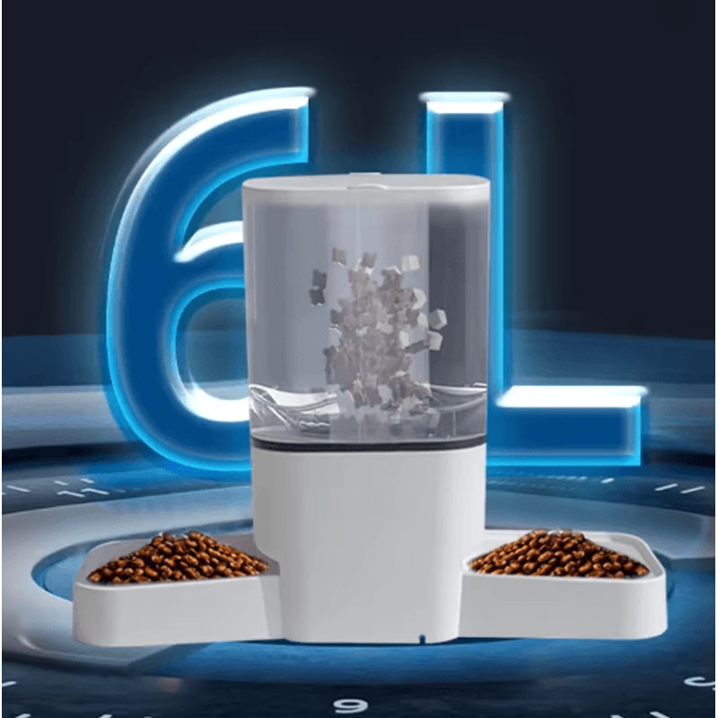 6L WiFi Automatic Pet Feeder Dual Bowl Smart Food Dispenser For Cats Dogs 3