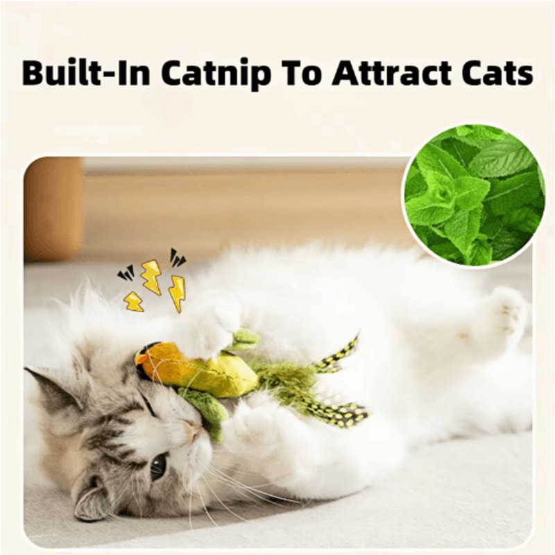 Interactive Bird Sound Cat Toy Plush Catnip Hunting Toy For Indoor Cats 7