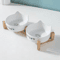 3PCS Ceramic Double Pet Bowl Set NonSlip Elevated Food Water Bowls For Cats Dogs 2