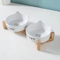 3PCS Ceramic Double Pet Bowl Set NonSlip Elevated Food Water Bowls For Cats Dogs 2