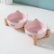 3PCS Ceramic Double Pet Bowl Set NonSlip Elevated Food Water Bowls For Cats Dogs 3