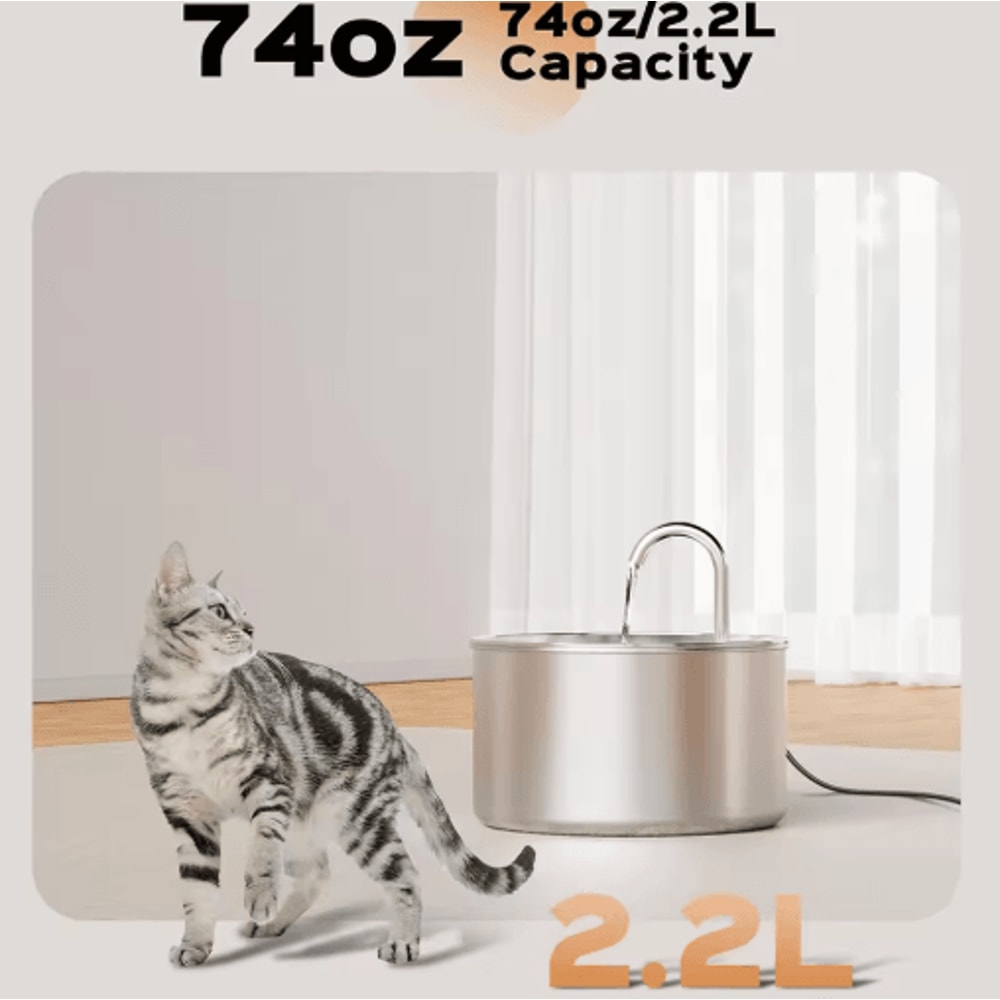 ZYFeeder 22L Stainless Steel Cat Water Fountain Automatic Pet Drinking Water Dispenser 7