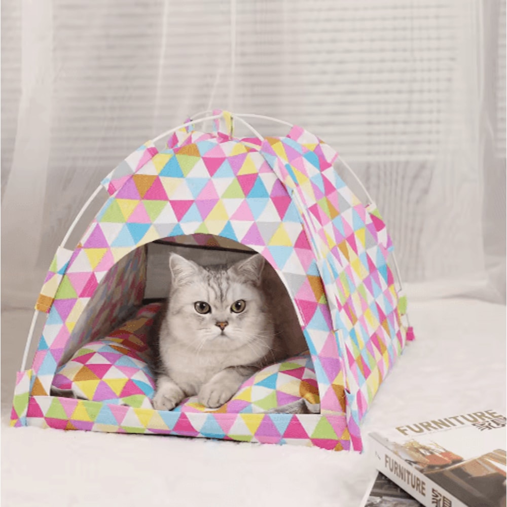 Warm Plush Pet Tent Bed Cozy Winter Cat House For Cats Small Pets 6