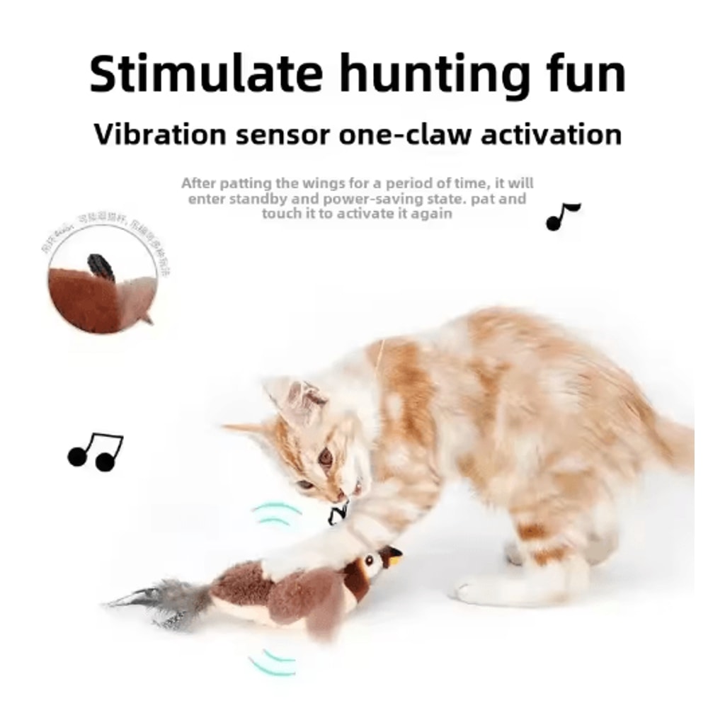 Interactive Electric Flapping Bird Cat Toy USB Rechargeable Catnip Plush Toy For Cats Dogs 7