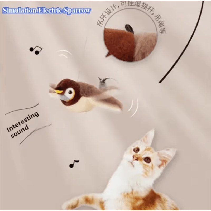 Interactive Electric Flapping Bird Cat Toy USB Rechargeable Catnip Plush Toy For Cats Dogs 8