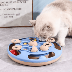 smart cat puzzle toy interactive slow feeder turntable for indoor cats