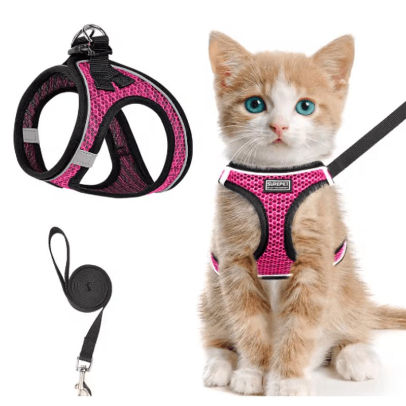 EscapeProof Cat Harness Leash Reflective Soft Mesh Vest For Outdoor Walking 1