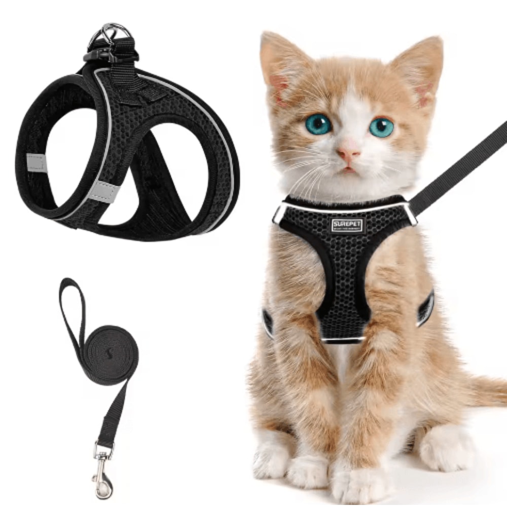 EscapeProof Cat Harness Leash Reflective Soft Mesh Vest For Outdoor Walking 2