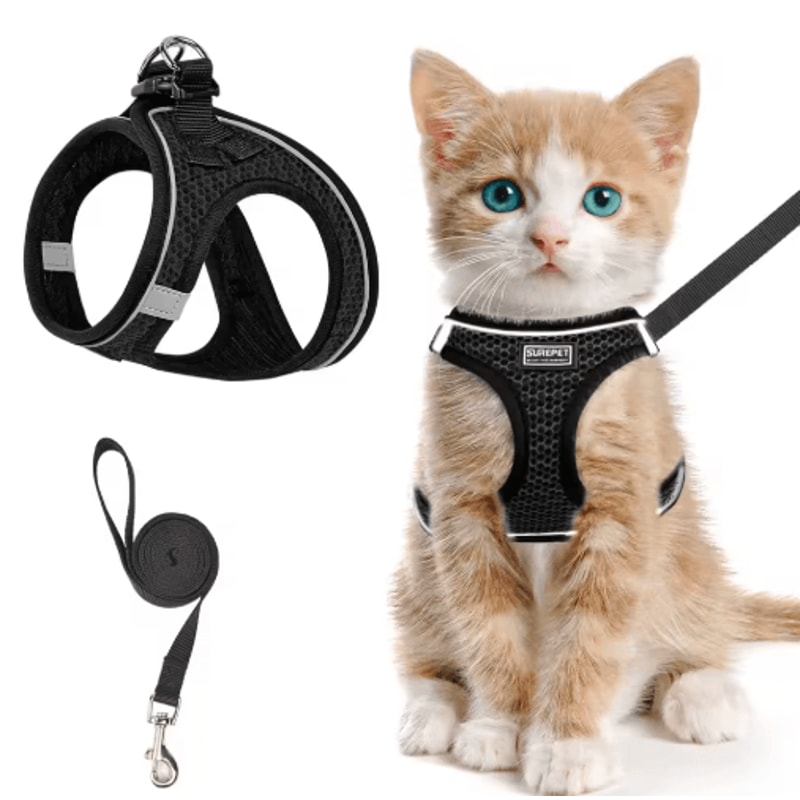 EscapeProof Cat Harness Leash Reflective Soft Mesh Vest For Outdoor Walking 2