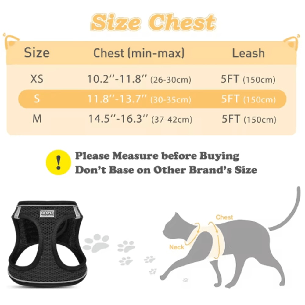 EscapeProof Cat Harness Leash Reflective Soft Mesh Vest For Outdoor Walking 4