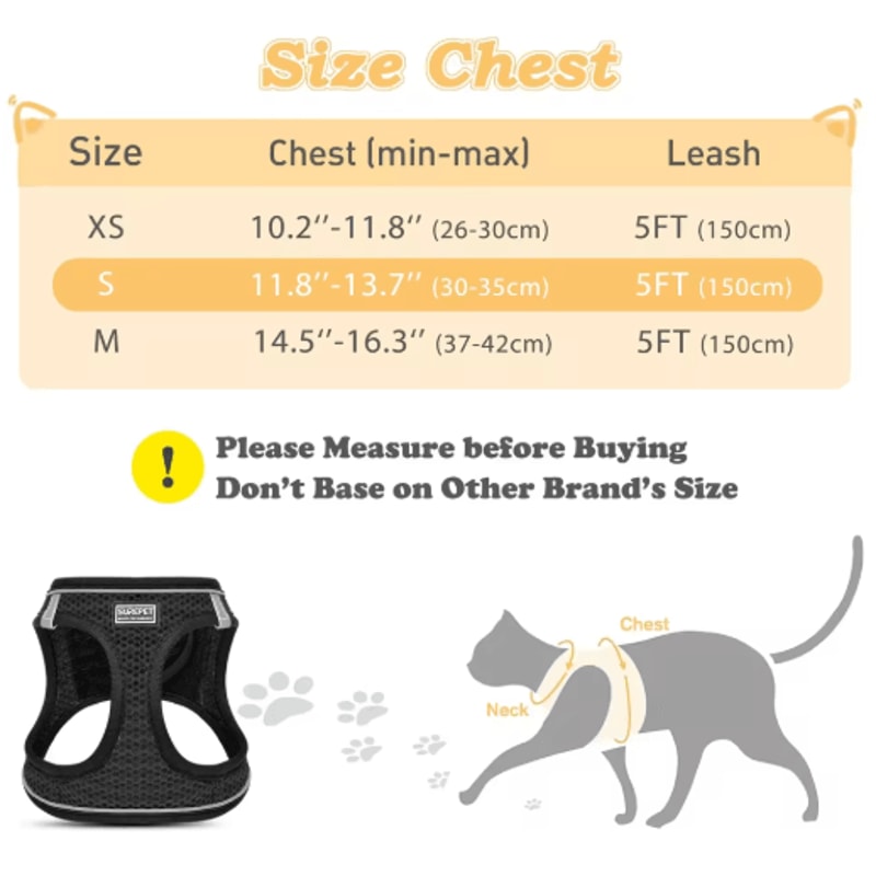 EscapeProof Cat Harness Leash Reflective Soft Mesh Vest For Outdoor Walking 4