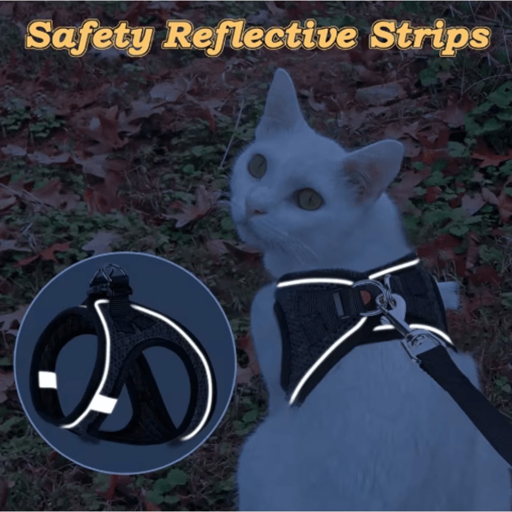 EscapeProof Cat Harness Leash Reflective Soft Mesh Vest For Outdoor Walking 5
