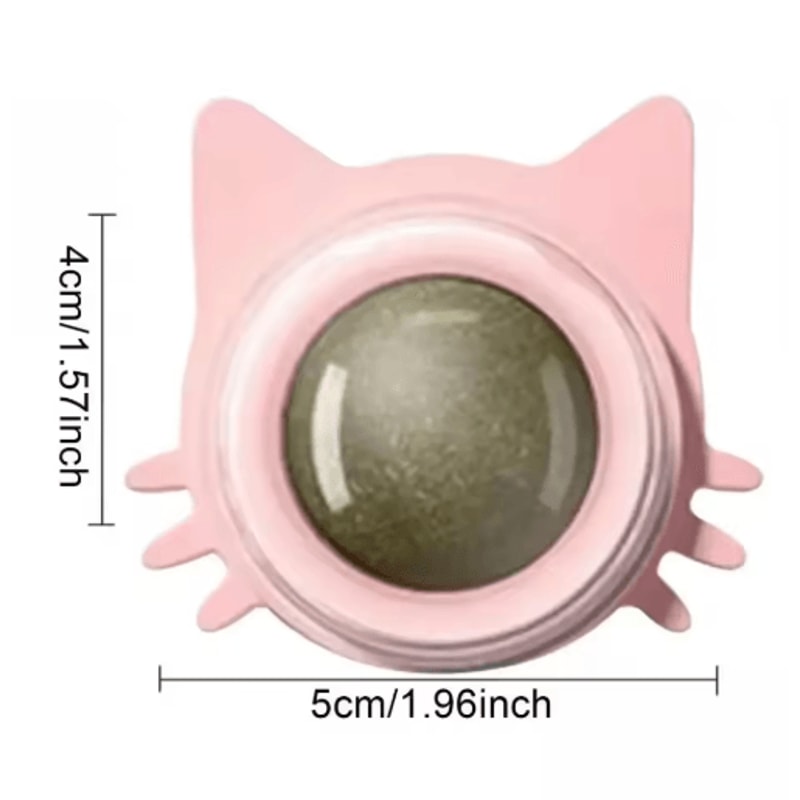 Rotatable Natural Catnip Wall Toy StickOn Catnip Ball Treat Scratcher Toy For Cats 1