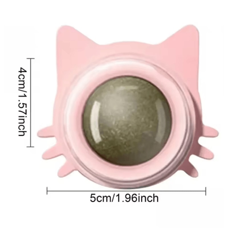 Rotatable Natural Catnip Wall Toy StickOn Catnip Ball Treat Scratcher Toy For Cats 4