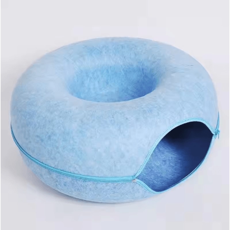 Donut Felt Cat Tunnel Bed Interactive Wool Cat Cave Play House For Indoor Cats 2