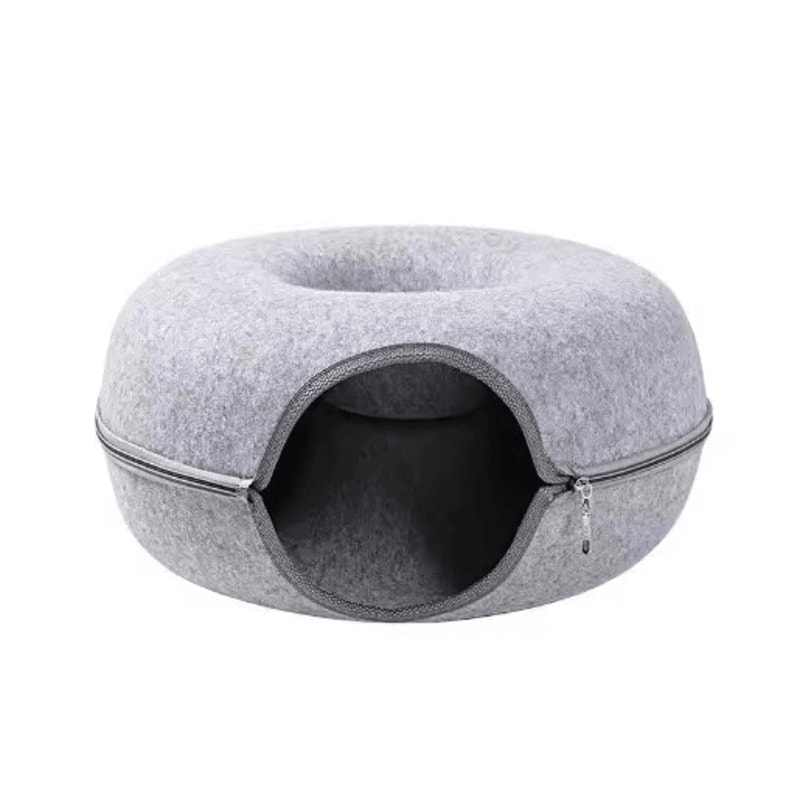 Donut Felt Cat Tunnel Bed Interactive Wool Cat Cave Play House For Indoor Cats 3