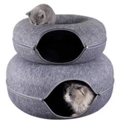 donut felt cat tunnel bed interactive wool cat cave & play house for indoor cats