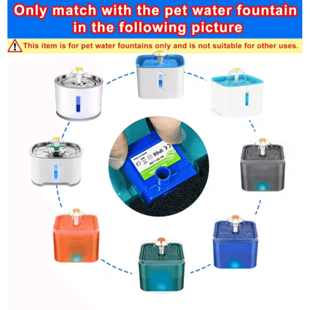 USB Cat Water Fountain Pump Replacement With LED Light For Pet Drinking Fountain 1