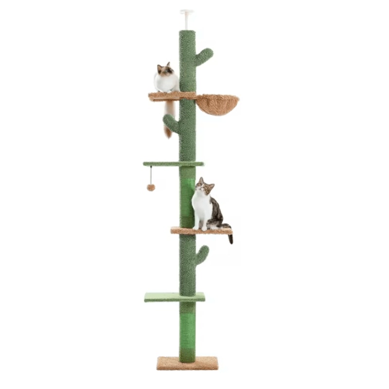 Adjustable Height Cat Tree Floor To Ceiling Cat Tower With Condo Hammock 2