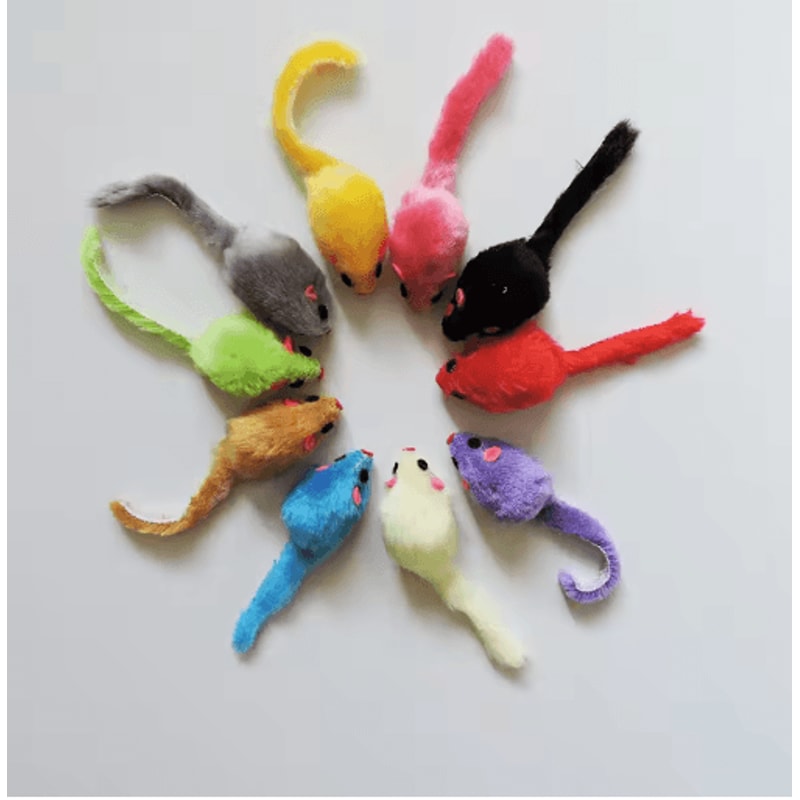 5PCS Plush Cat Mouse Toys Soft Interactive Mice For Kittens Cats 5
