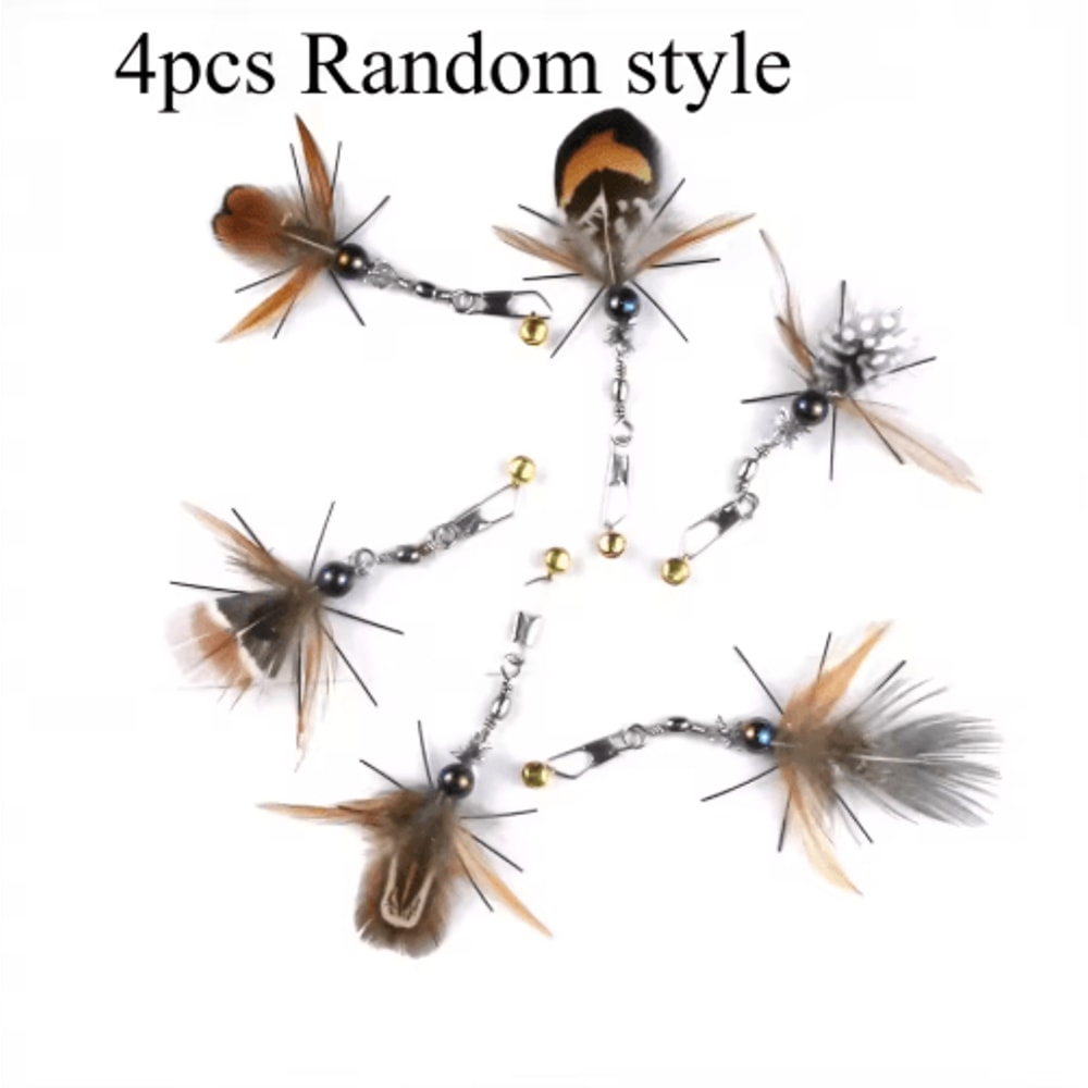 3PCS4PCS Cat Teaser Wand Refill Feather Insect Replacement Toy Set 1