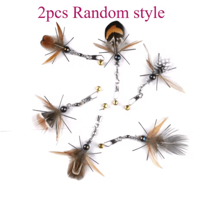 3PCS4PCS Cat Teaser Wand Refill Feather Insect Replacement Toy Set 2