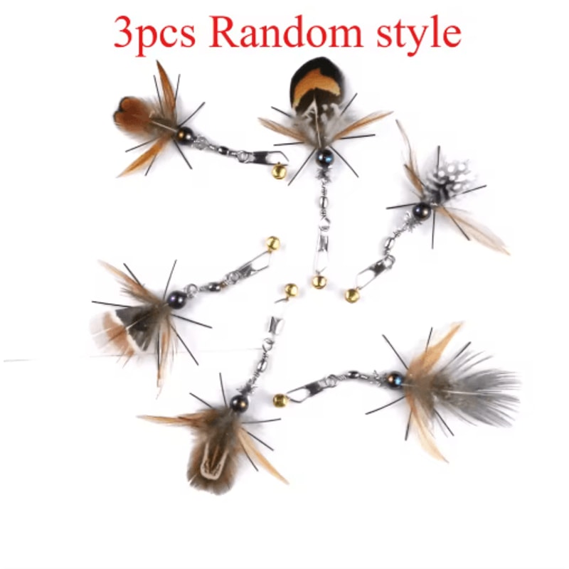 3PCS4PCS Cat Teaser Wand Refill Feather Insect Replacement Toy Set 3