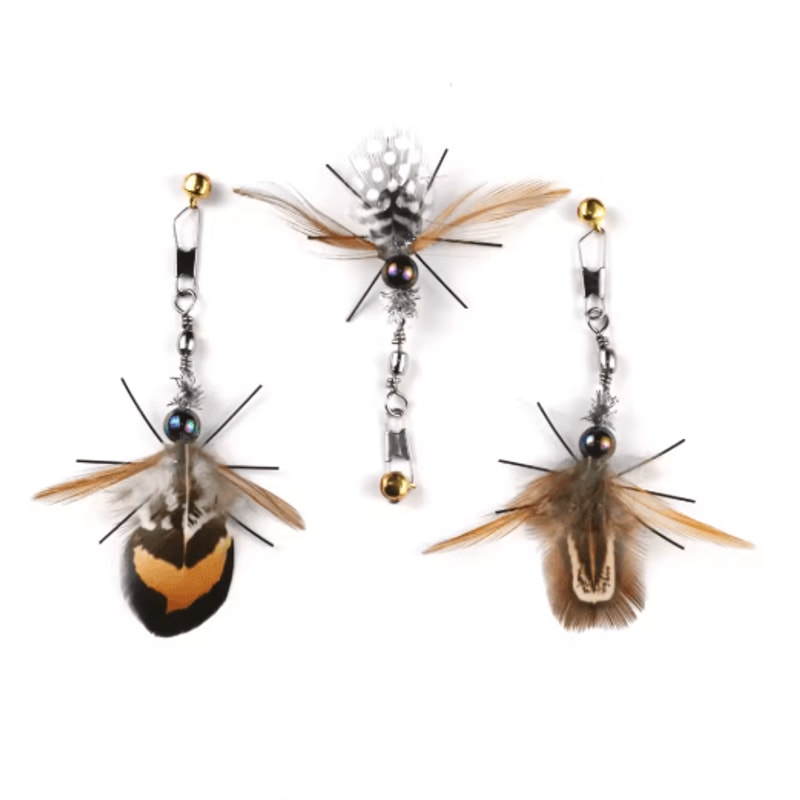 3PCS4PCS Cat Teaser Wand Refill Feather Insect Replacement Toy Set 7