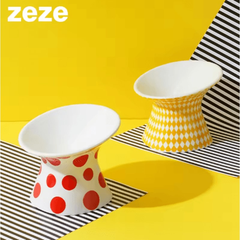 Elevated Ceramic Cat Bowls AntiTip Pet Food Water Dish Set 5