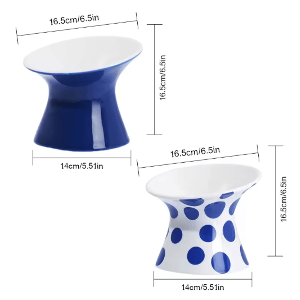 Elevated Ceramic Cat Bowls AntiTip Pet Food Water Dish Set 9