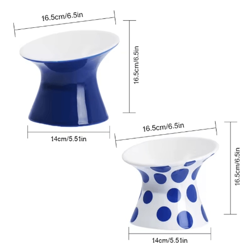 Elevated Ceramic Cat Bowls AntiTip Pet Food Water Dish Set 9
