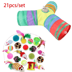 rainbow cat tunnel collapsible interactive play tube for cats & puppies