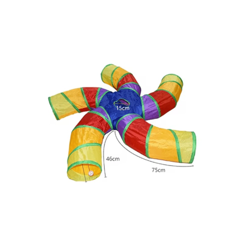 Rainbow Cat Tunnel Collapsible Interactive Play Tube For Cats Puppies 11