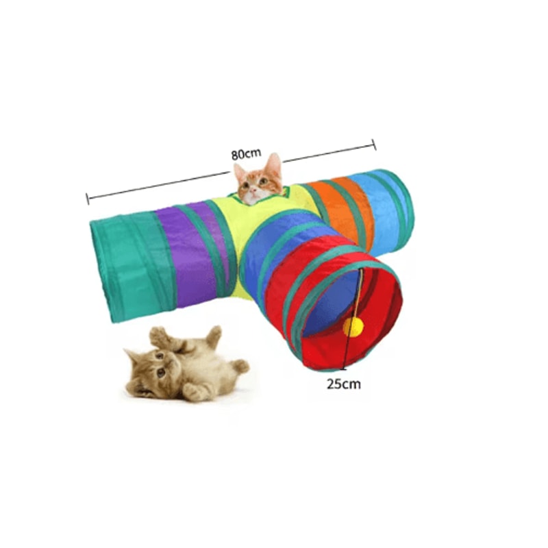 Rainbow Cat Tunnel Collapsible Interactive Play Tube For Cats Puppies 13