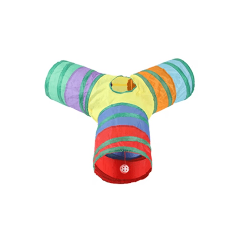 Rainbow Cat Tunnel Collapsible Interactive Play Tube For Cats Puppies 18