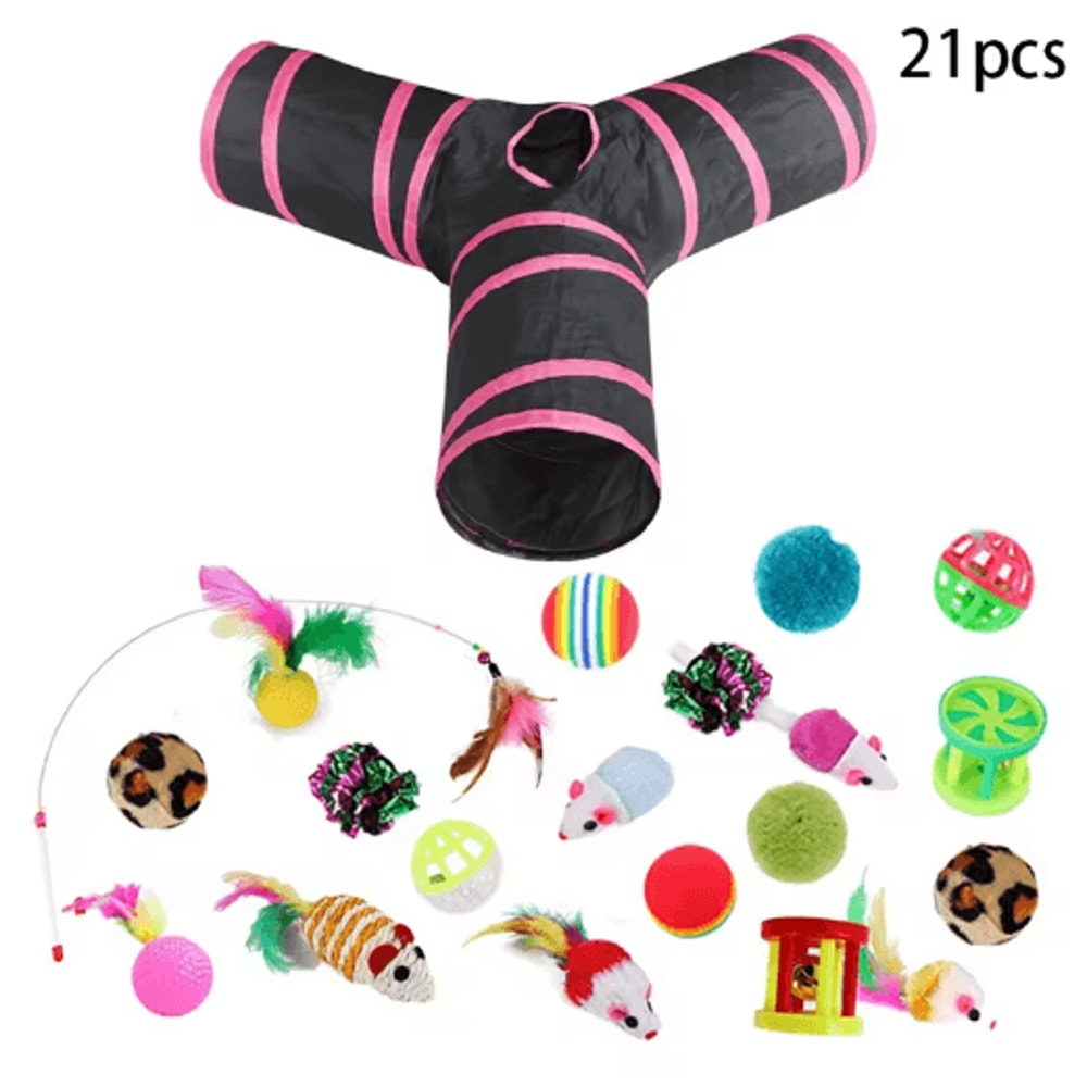 Rainbow Cat Tunnel Collapsible Interactive Play Tube For Cats Puppies 3