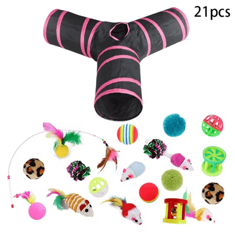 Rainbow Cat Tunnel Collapsible Interactive Play Tube For Cats Puppies 3