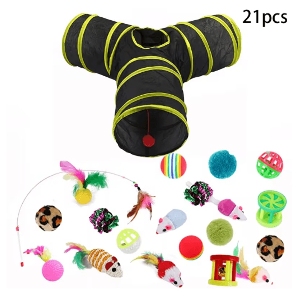 Rainbow Cat Tunnel Collapsible Interactive Play Tube For Cats Puppies 5