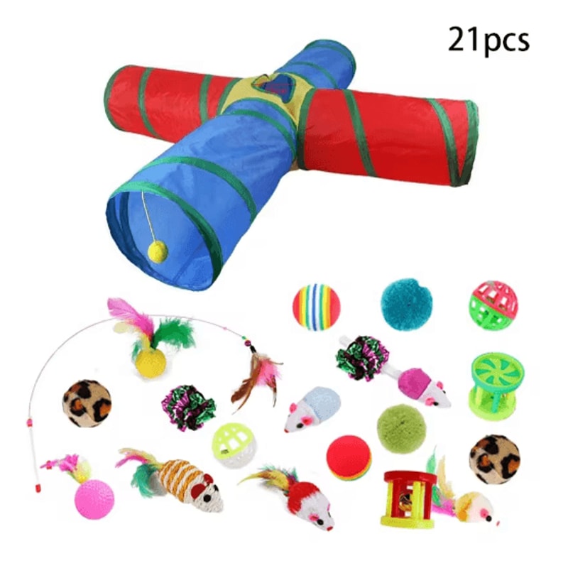 Rainbow Cat Tunnel Collapsible Interactive Play Tube For Cats Puppies 6