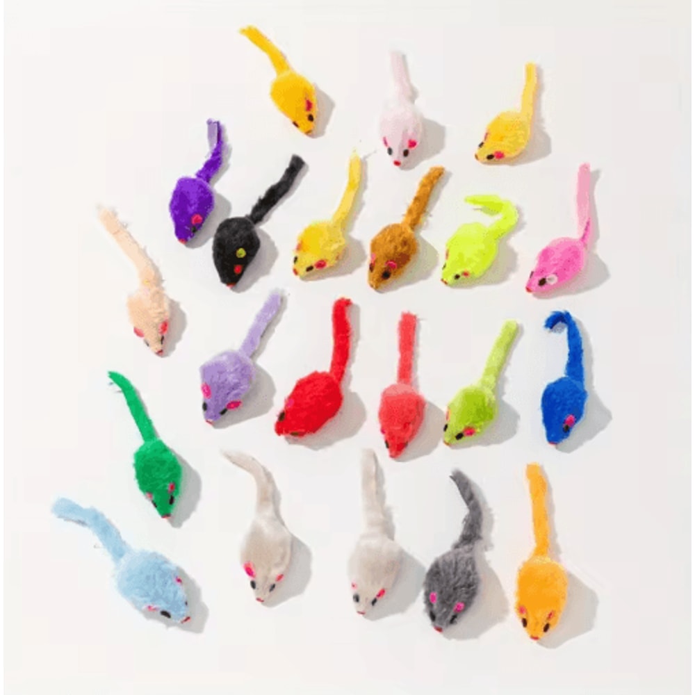 25PCS Plush Cat Mouse Toys Interactive Mini Mice For Cats Kittens 2